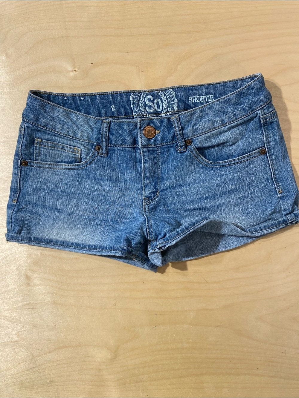 SO Denim Shortie Women's Blue Denim Shorts 9 (RT)